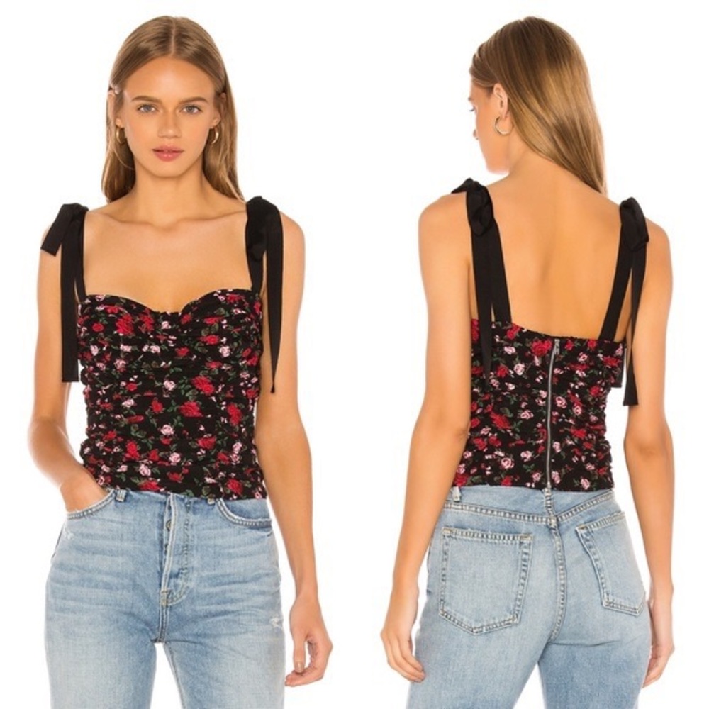 For Love & Lemons Tainted Floral Top